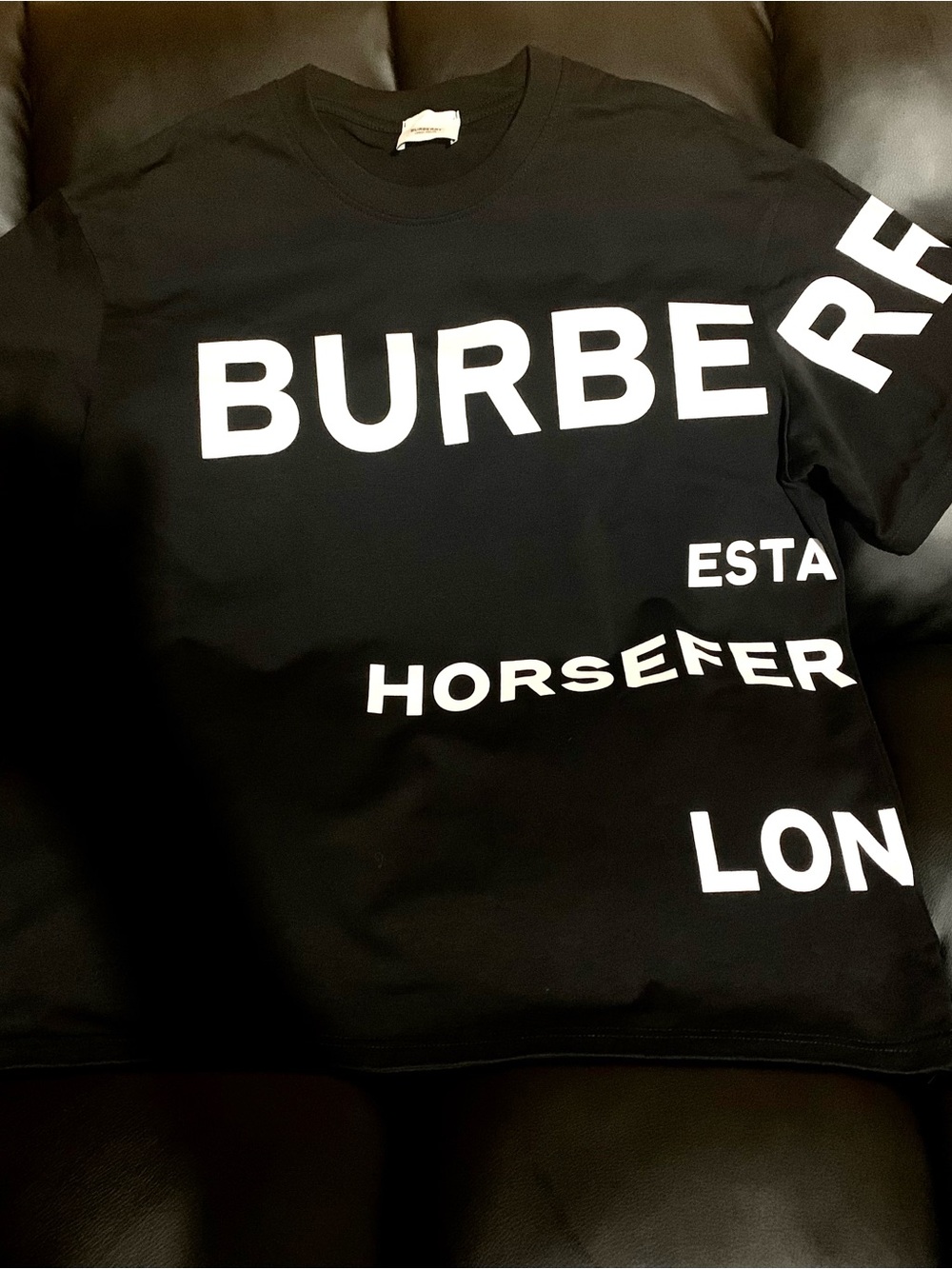 Burberry Black T-Shirt with White Logo Print